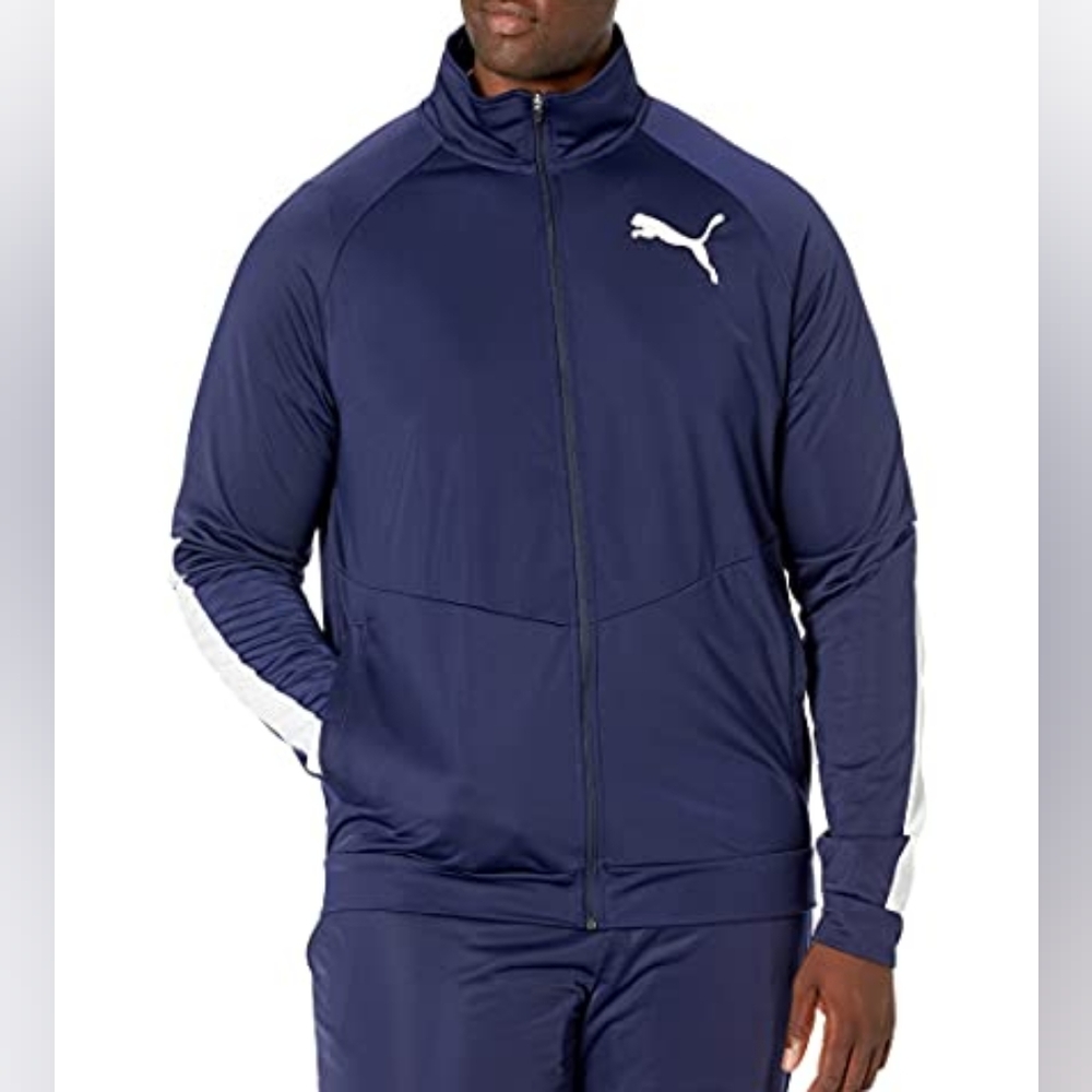 PUMA Contrast Tricot Peacoat Big Tall Lightweight Track Jacket 2XLT Tall Blue